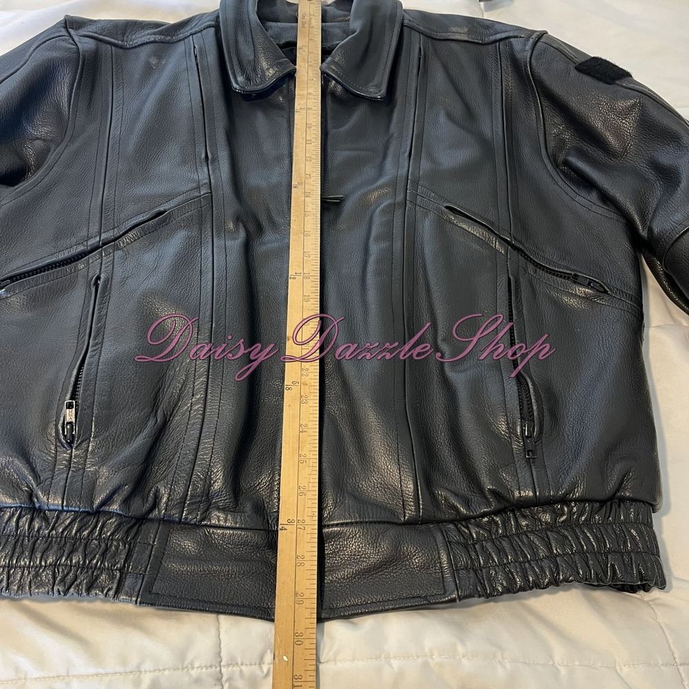 🏍️River Road Men's Leather MC Jacket Sz 46 Black W/ Thinsulate Liner HD Patch - Picture 5 of 16